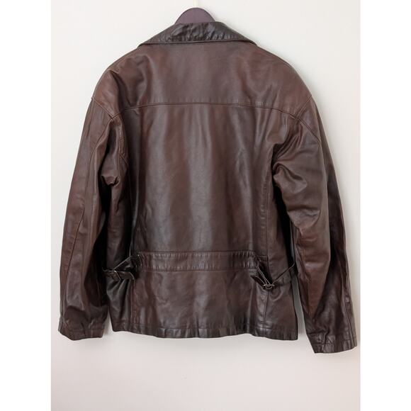 VTG 90s J. Riggings Genuine Leather Bomber Jacket - L - Quilted Lining - Picture 5 of 13